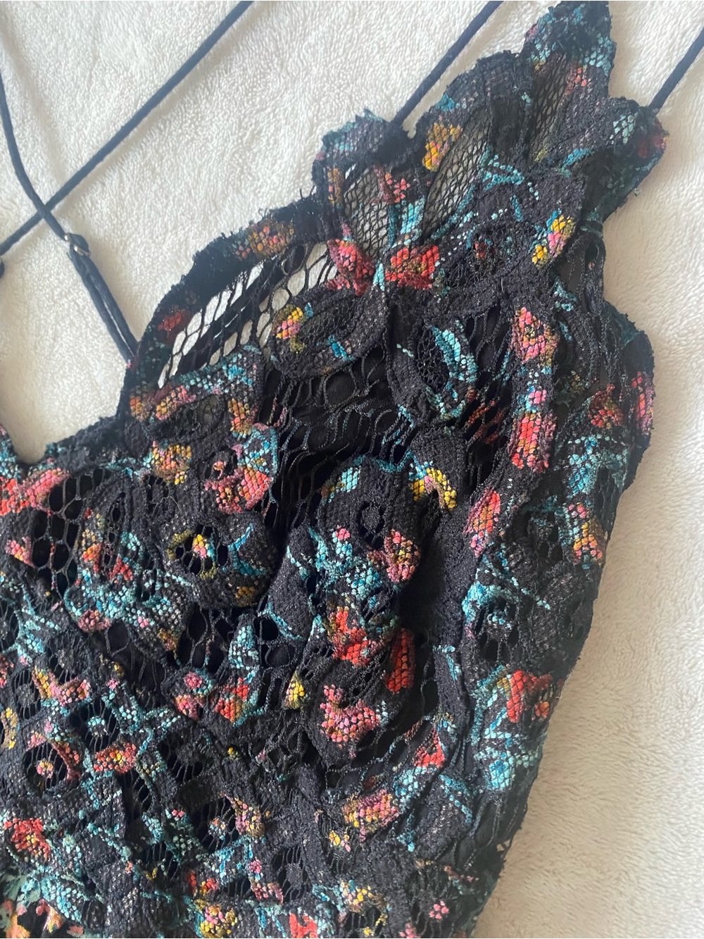 Free People Adella Floral Lace Mini Dress Black XS - Picture 2 of 14
